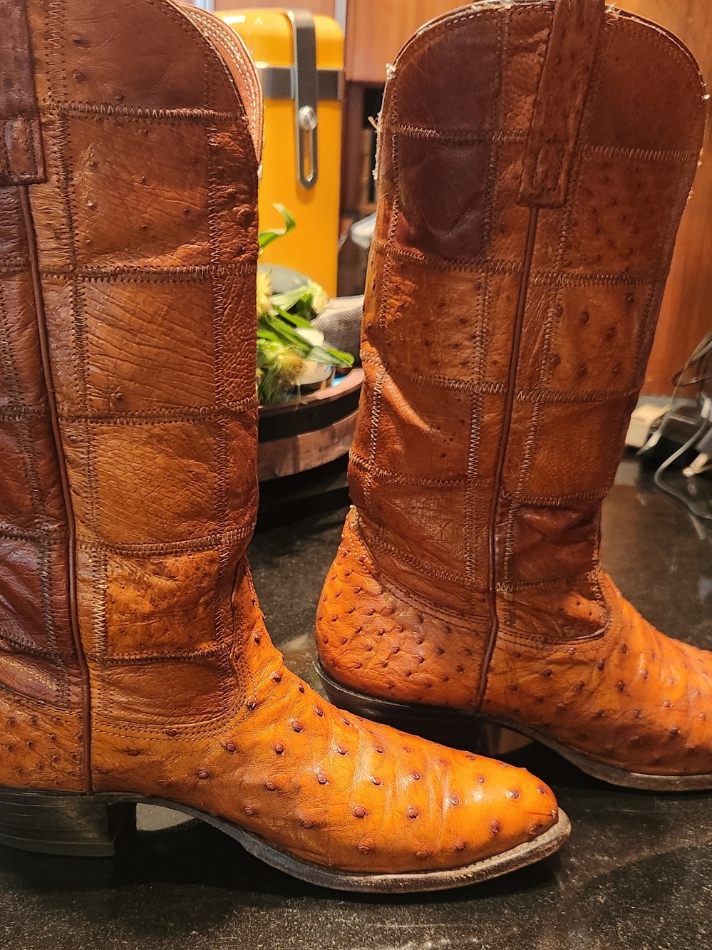 Men's Nocona Full Ostrich Leather Western Boots. Both Vamp And Shaft Ostrich.